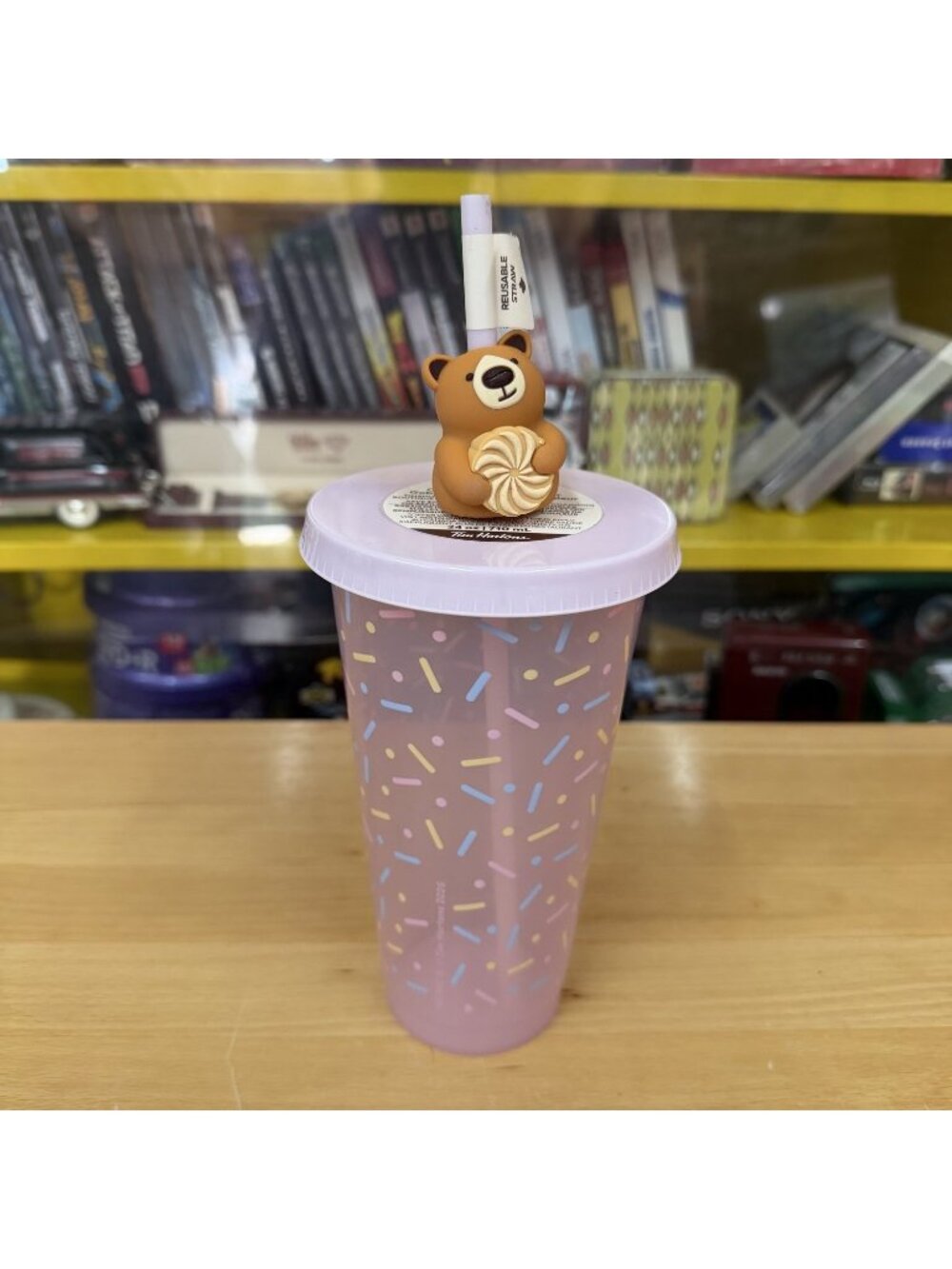 New 2026 Tim Hortons Color Changing Plastic Tumbler Bear Reusable Straw 24 oz